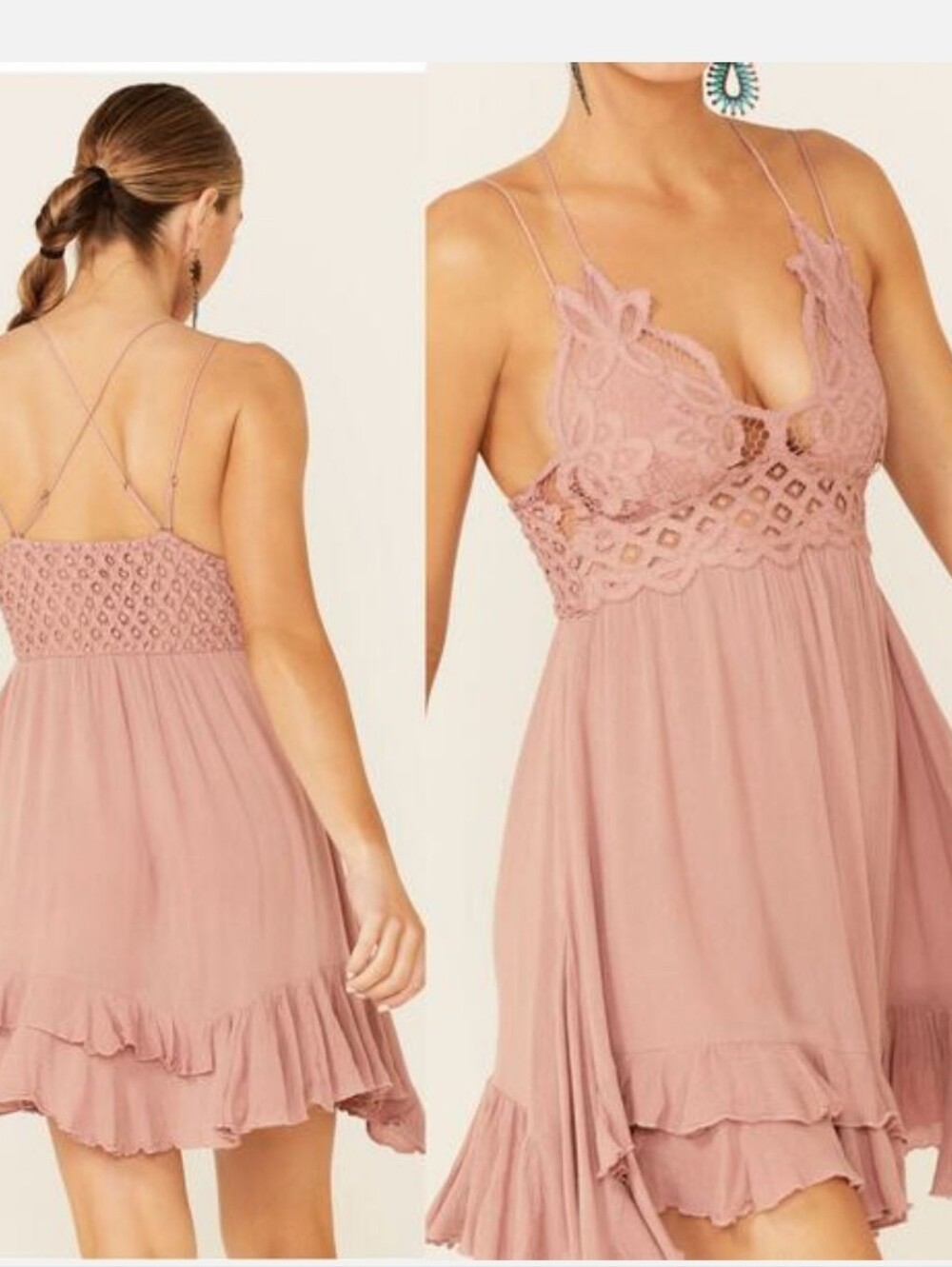 Free People FP One Adella Slip Dress In Rose Pink